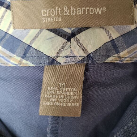 CROFT and BARROW Blue White Diagonal Plaid Skort Skirt Lined Womens Size 14 - Picture 10 of 14